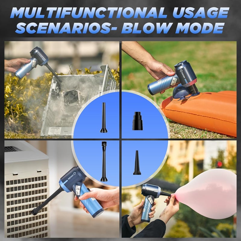Saker Portable Car Vacuum Cleaner Cordless High Power 17000PA 3 in 1 Foldable Handheld Vacuum Cordless with Brushless Motor for Inflation,Dust Blowing,Home Car Cleaning HL132 Blue - Image 3